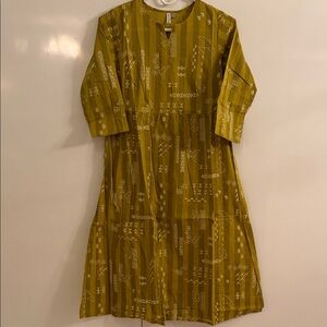 Elegant Mustard Patterned Dress